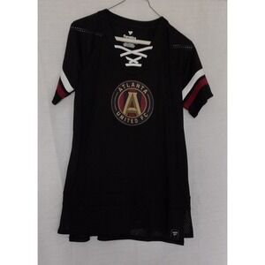 Fanatics Women's Atlanta United FC Black V-Neck Lace-Up Shirt – Size Large-NWOT